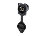 SEETRONIC &bull; Embase noir travers&eacute; fibre optique Dual LC IP65-connecteurs-fibre-optique