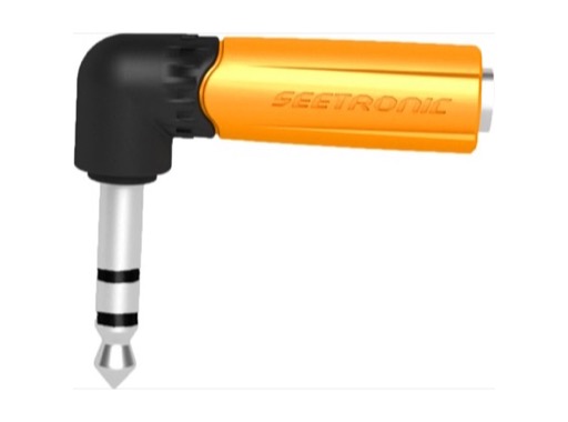 SEETRONIC &bull; Adaptateur Plastic jack 6.35mm m&acirc;le - jack 6.35mm femelle angle droit